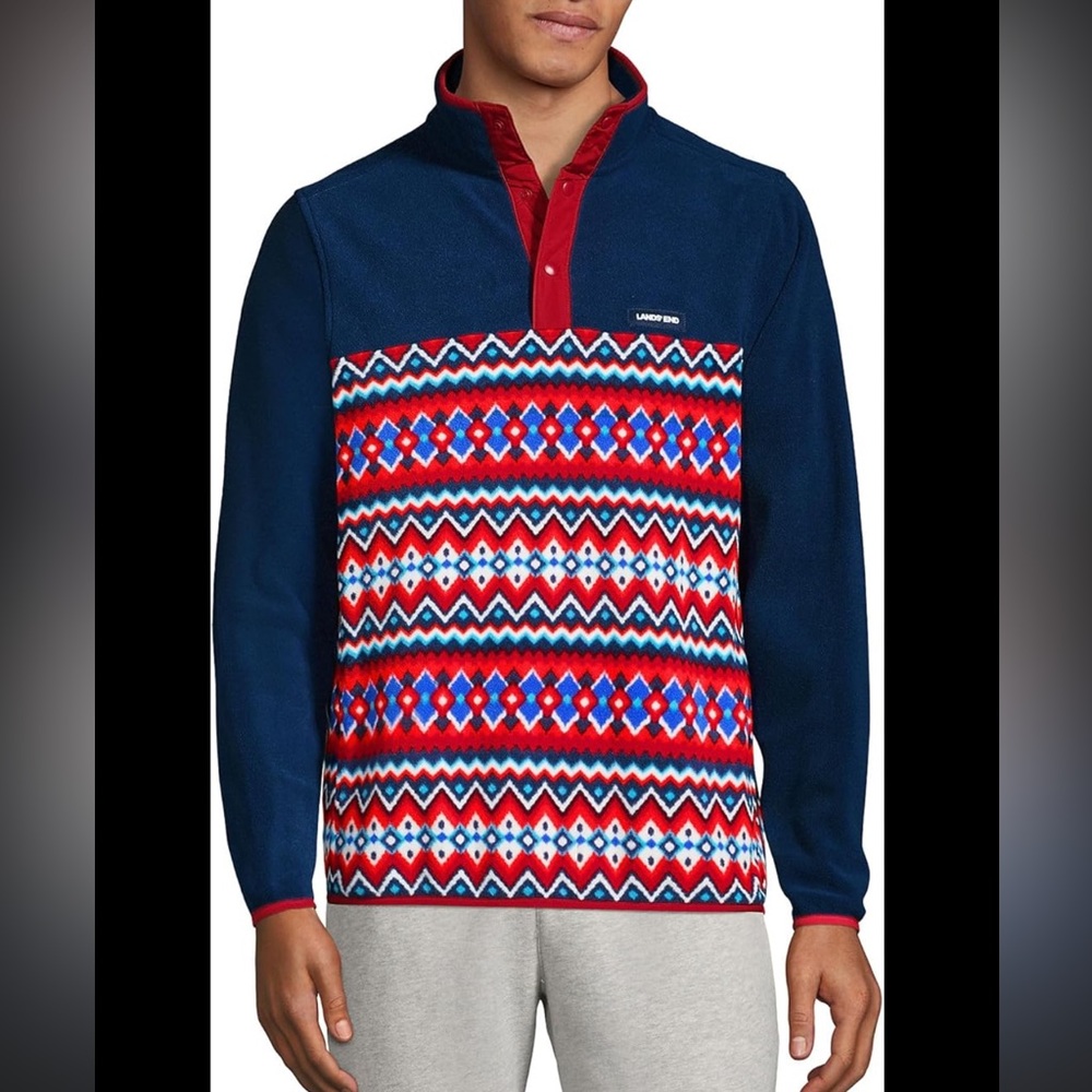 Lands' End Nordic Fleece Pullover Men's 2X Snap Button Gorpcore